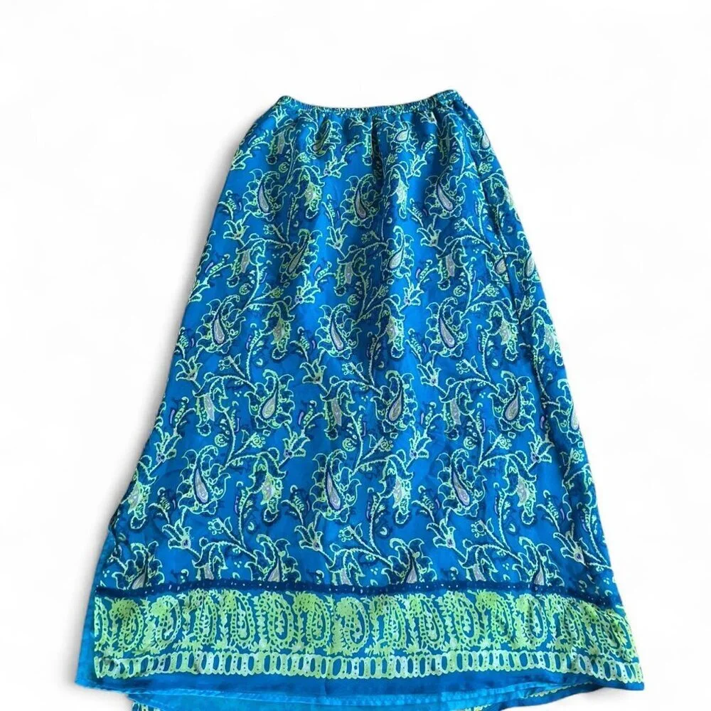 Vintage 100% Silk Midi‎ Skirt Small